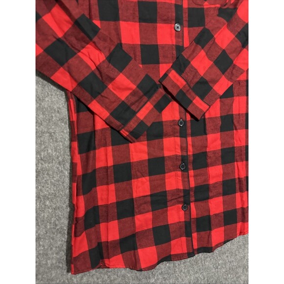 Wondershop Women's Long Sleeve Sleepwear Gown Flannel Red Black Small - Picture 2 of 6